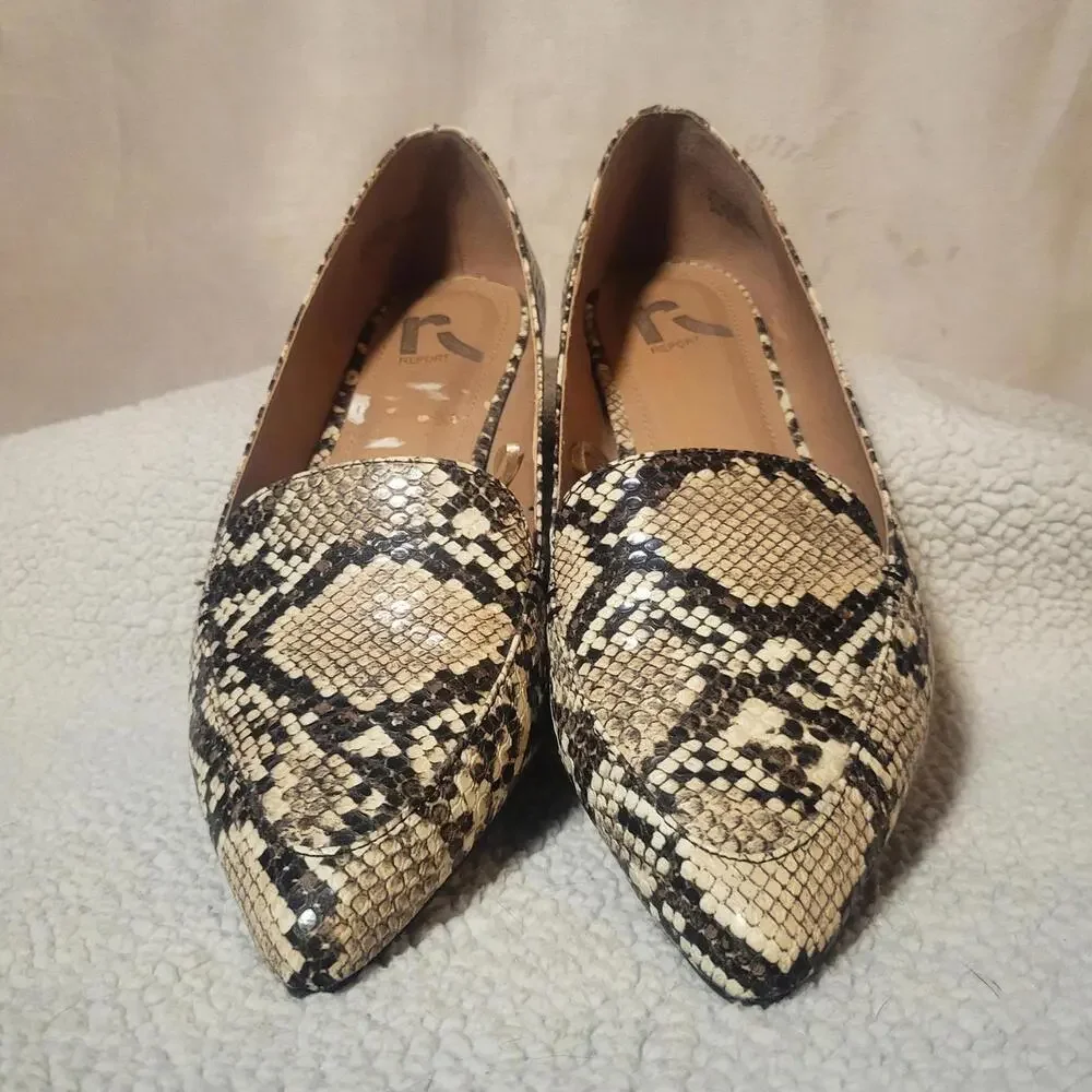 Report Faux Leather Textured Snakeskin Print Point Toe Loafer Flat - Size 7.5